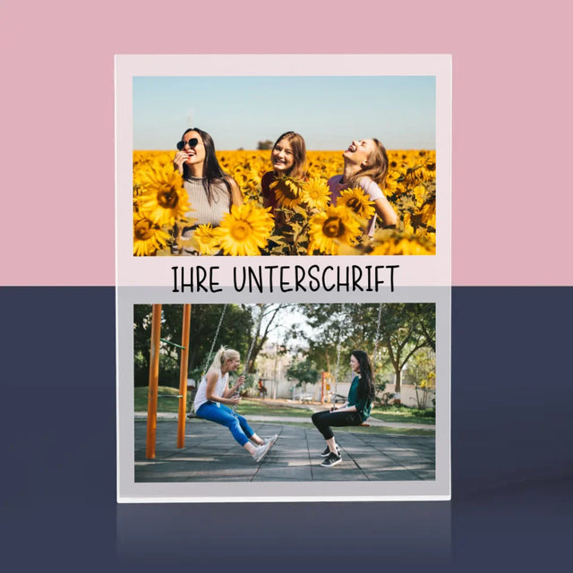 Fotocollage: 2 Fotos Und Unterschrift - Acrylblock