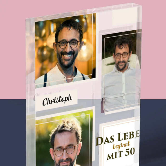 Fotocollage: Das Leben Beginnt Mit 50 - Acrylblock