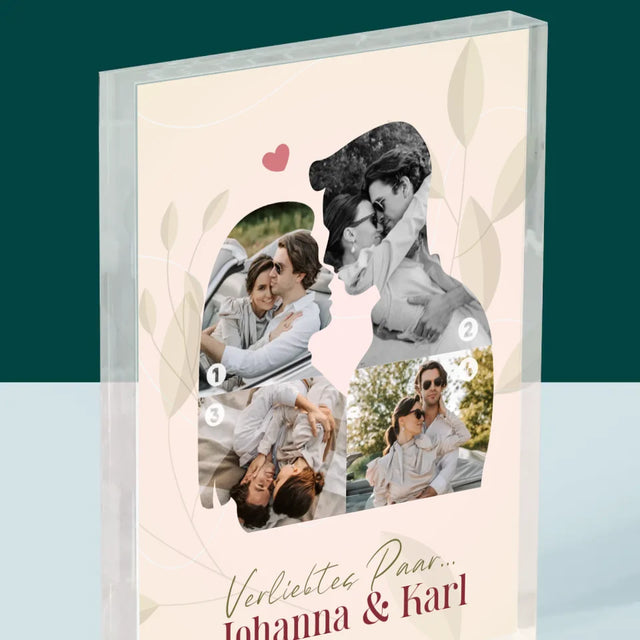 Form-Collage: Verliebtes Paar - Acrylblock