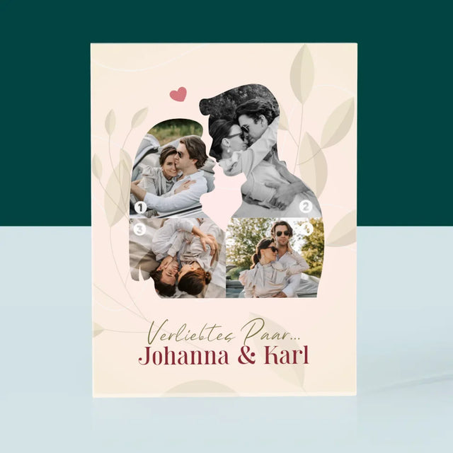 Form-Collage: Verliebtes Paar - Acrylblock