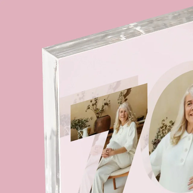 Buchstaben-Collage: 70 Jahre Alt - Acrylblock