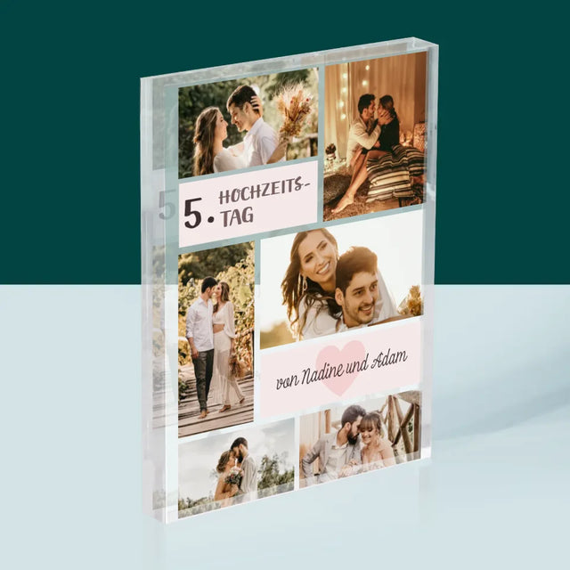 Fotocollage: 5. Hochzeitstag - Acrylblock