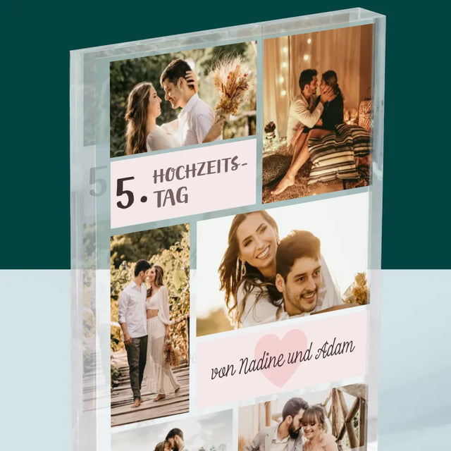 Fotocollage: 5. Hochzeitstag - Acrylblock