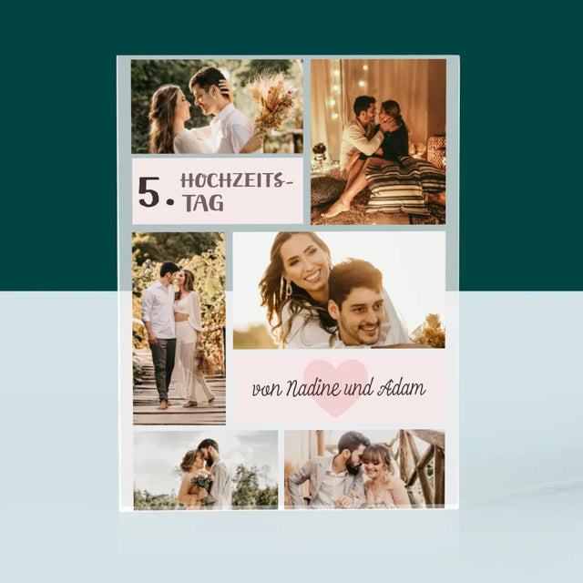 Fotocollage: 5. Hochzeitstag - Acrylblock