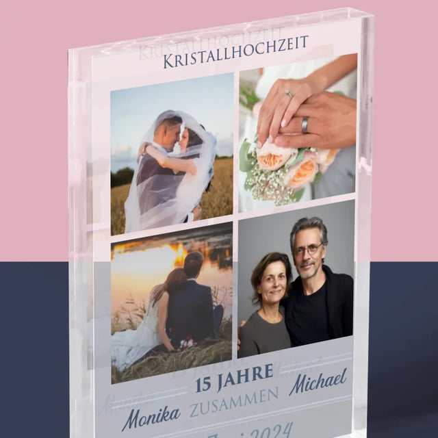 Fotocollage: 15 Jahre Zusammen - Acrylblock