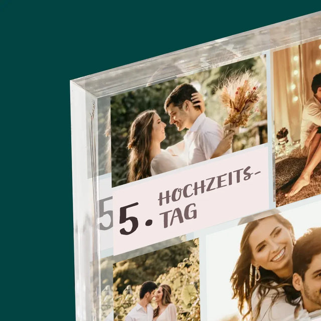 Fotocollage: 5. Hochzeitstag - Acrylblock