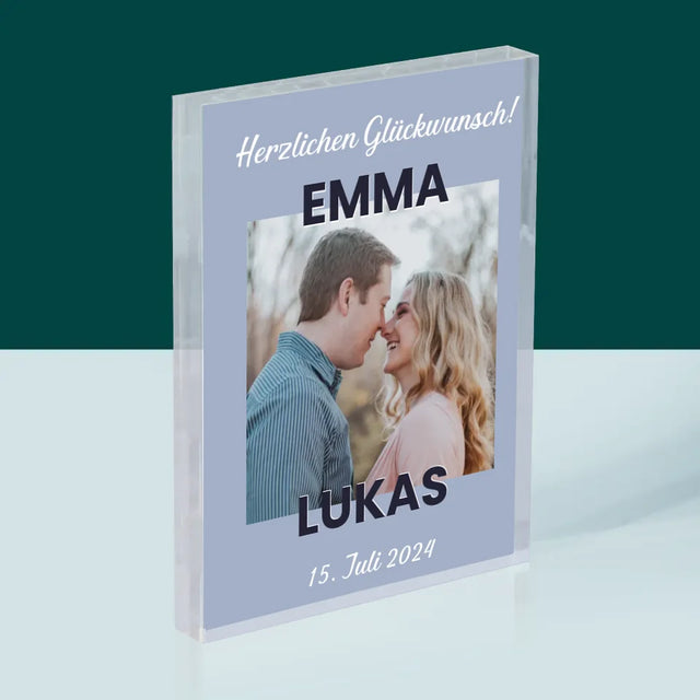 Foto Und Unterschrift: Glückwünsche Zur Hochzeit - Acrylblock