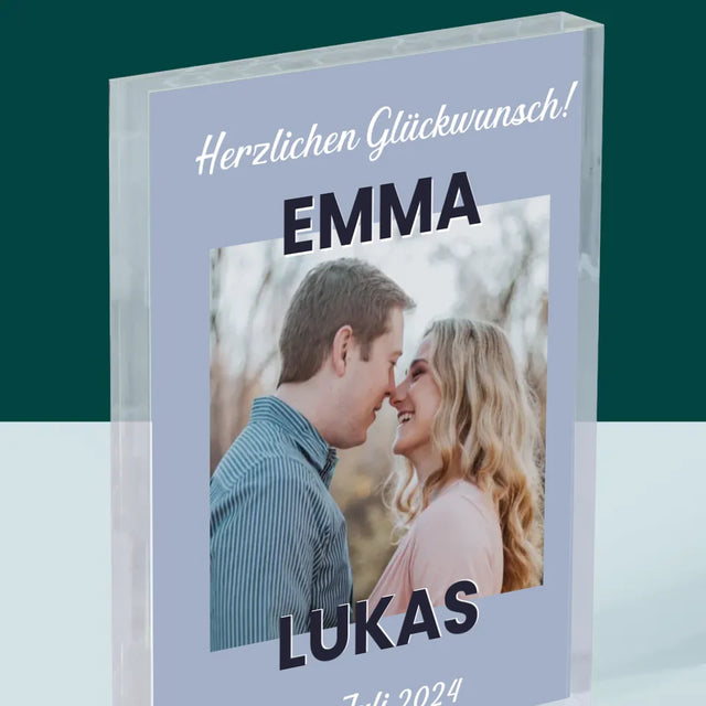 Foto Und Unterschrift: Glückwünsche Zur Hochzeit - Acrylblock