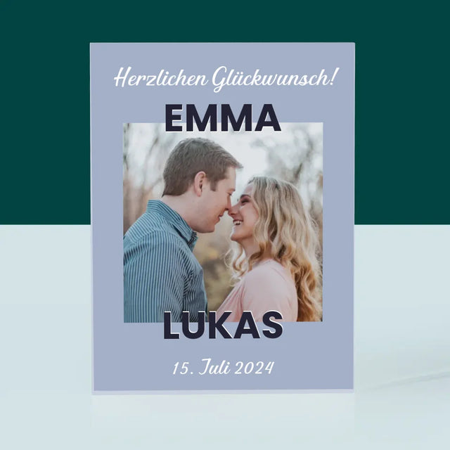 Foto Und Unterschrift: Glückwünsche Zur Hochzeit - Acrylblock