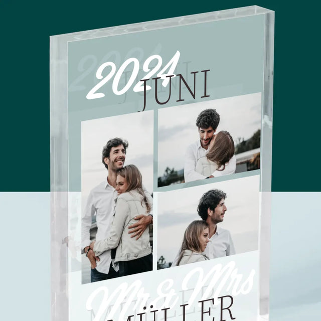 Fotocollage: Mr&Mrs Datum - Acrylblock