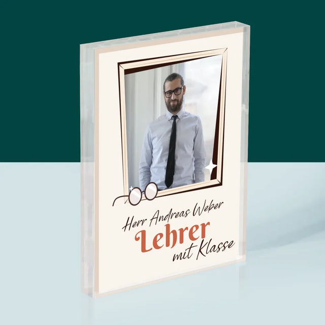 Foto Und Unterschrift: Lehrer Mit Klasse - Acrylblock