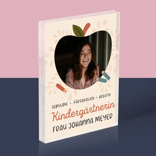 Foto Und Unterschrift: Kindergärtnerin - Acrylblock