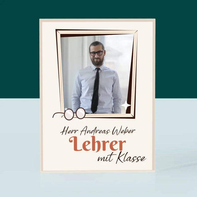 Foto Und Unterschrift: Lehrer Mit Klasse - Acrylblock
