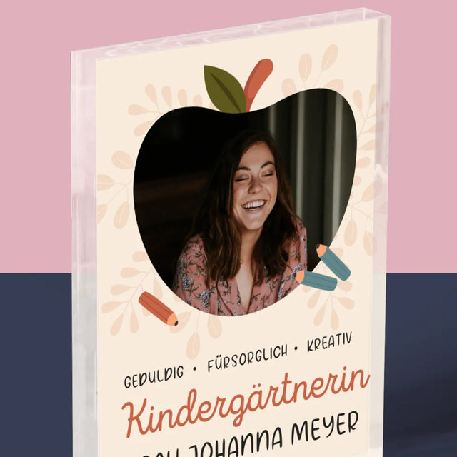 Foto Und Unterschrift: Kindergärtnerin - Acrylblock