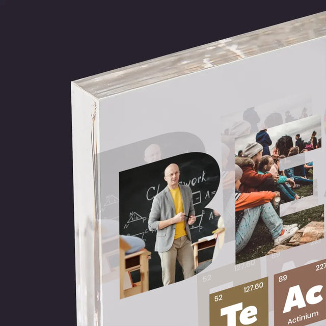 Buchstaben-Collage: Best Teacher Elemente - Acrylblock