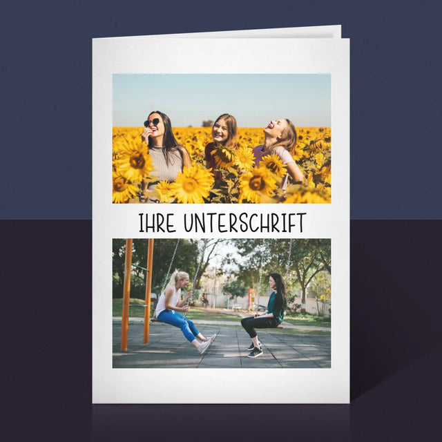 Fotocollage: 2 Fotos Und Unterschrift - Glückwunschkarte