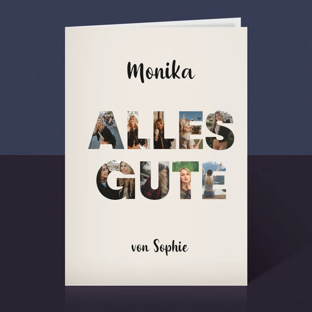 Buchstaben-Collage: Alles Gute - Glückwunschkarte