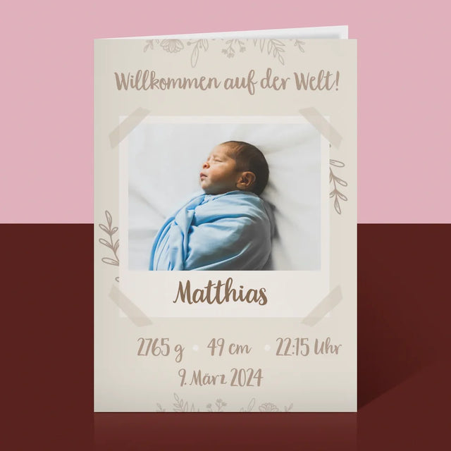 Geburtsdatum: Geburtsdatum Blätter - Glückwunschkarte