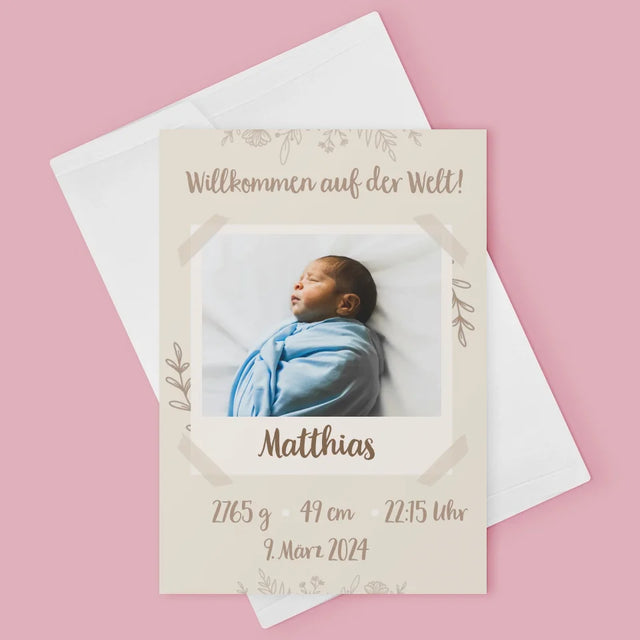 Geburtsdatum: Geburtsdatum Blätter - Glückwunschkarte