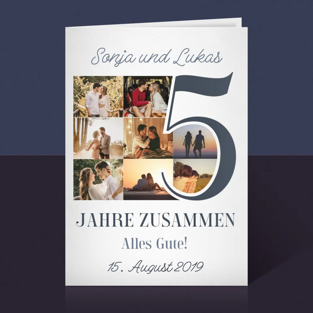 Fotocollage: 5 Jahre Zusammen - Glückwunschkarte