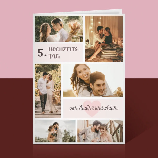 Fotocollage: 5. Hochzeitstag - Glückwunschkarte