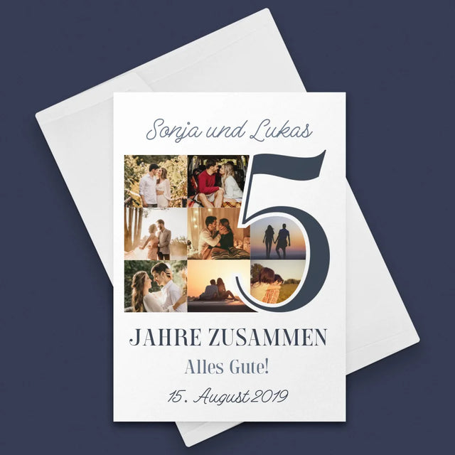 Fotocollage: 5 Jahre Zusammen - Glückwunschkarte