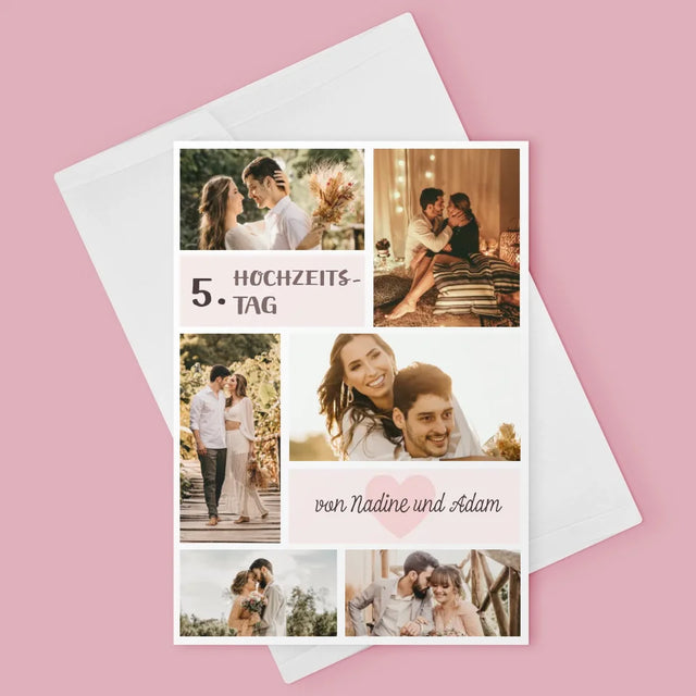 Fotocollage: 5. Hochzeitstag - Glückwunschkarte