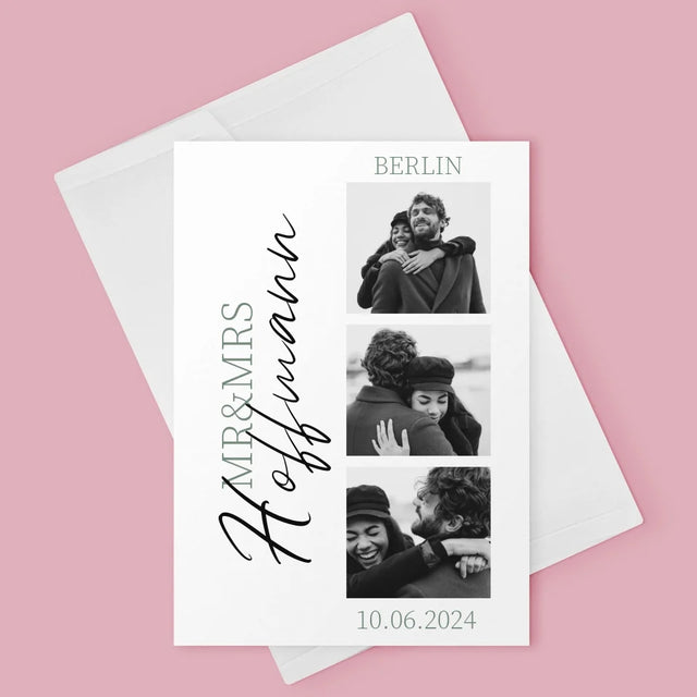 Fotocollage: Mr&Mrs Hochzeit - Glückwunschkarte
