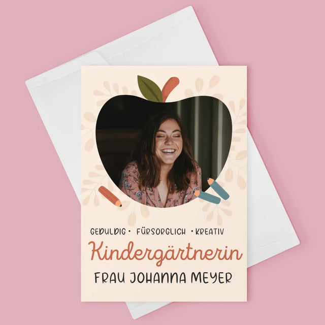 Foto Und Unterschrift: Kindergärtnerin - Glückwunschkarte