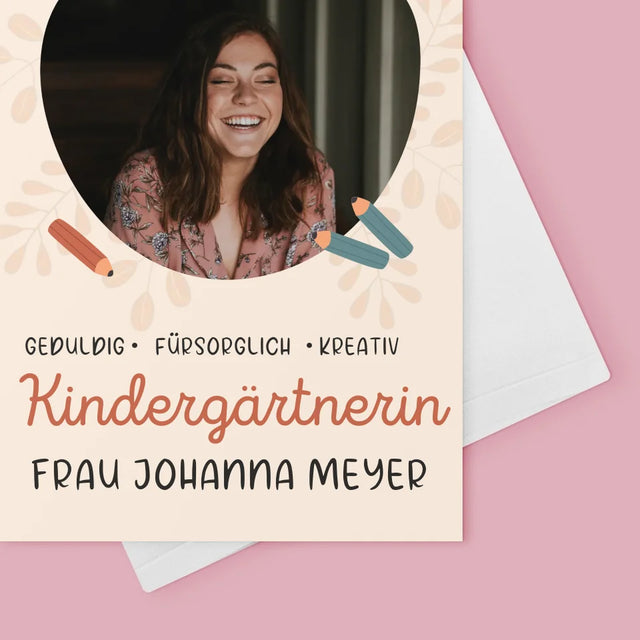 Foto Und Unterschrift: Kindergärtnerin - Glückwunschkarte