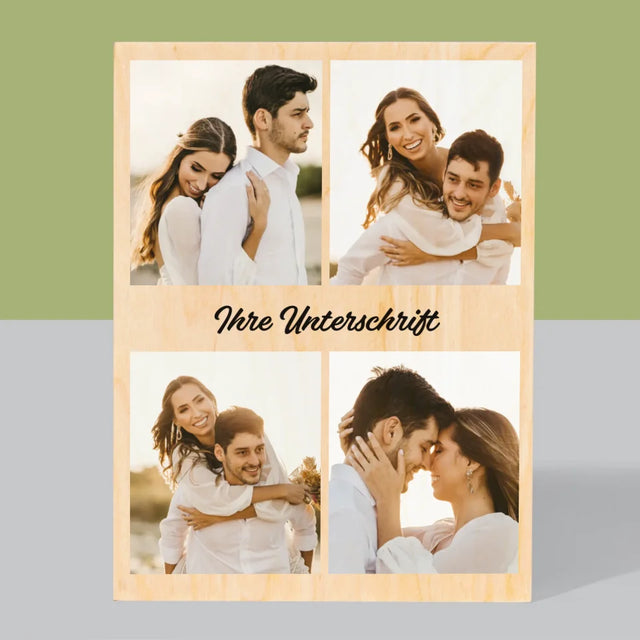 Fotocollage: 4 Fotos Und Unterschrift - Druck Auf Holz