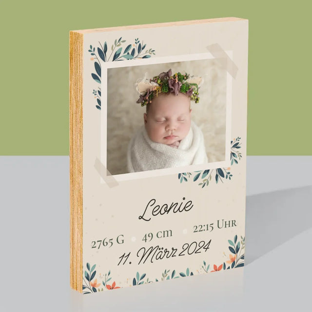 Geburtsdatum: Geburtsdatum Blumen - Druck Auf Holz