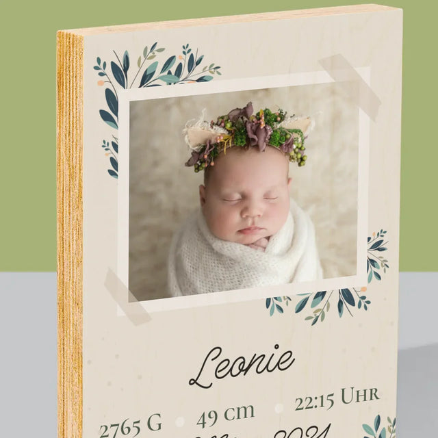 Geburtsdatum: Geburtsdatum Blumen - Druck Auf Holz