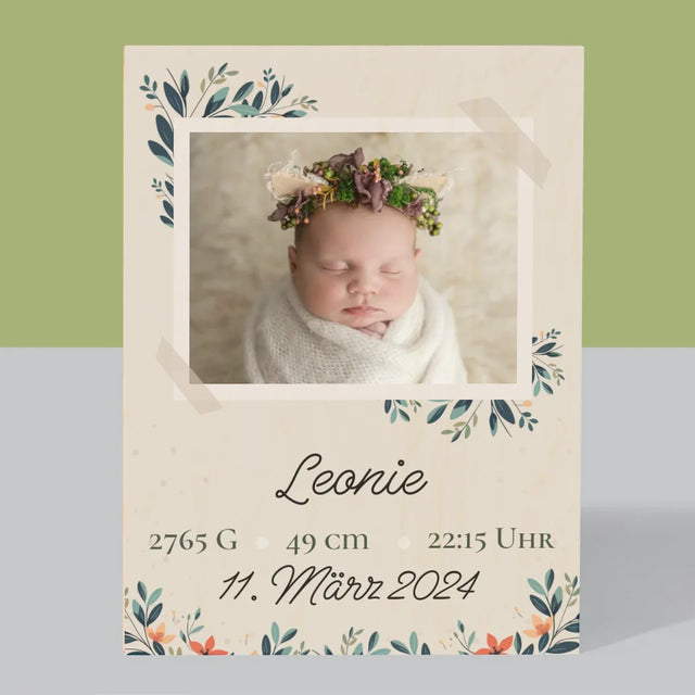 Geburtsdatum: Geburtsdatum Blumen - Druck Auf Holz