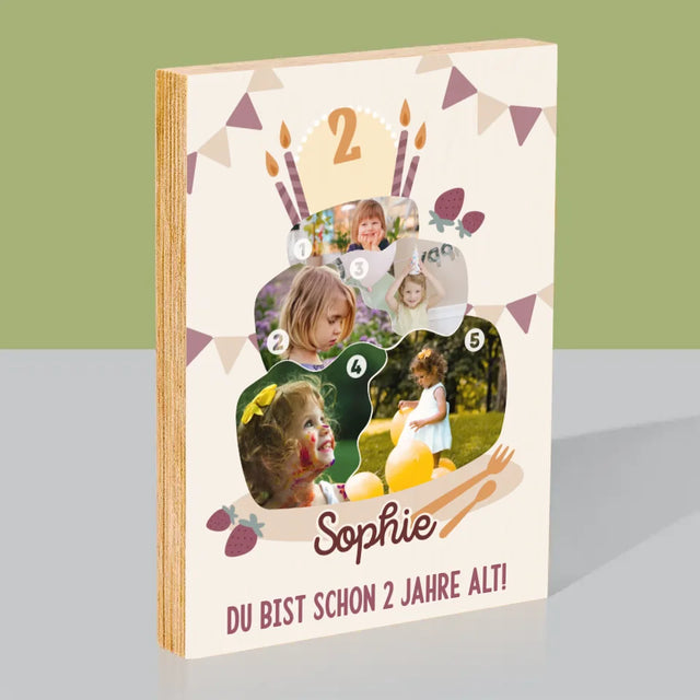 Form-Collage: Geburtstagstorte - Druck Auf Holz