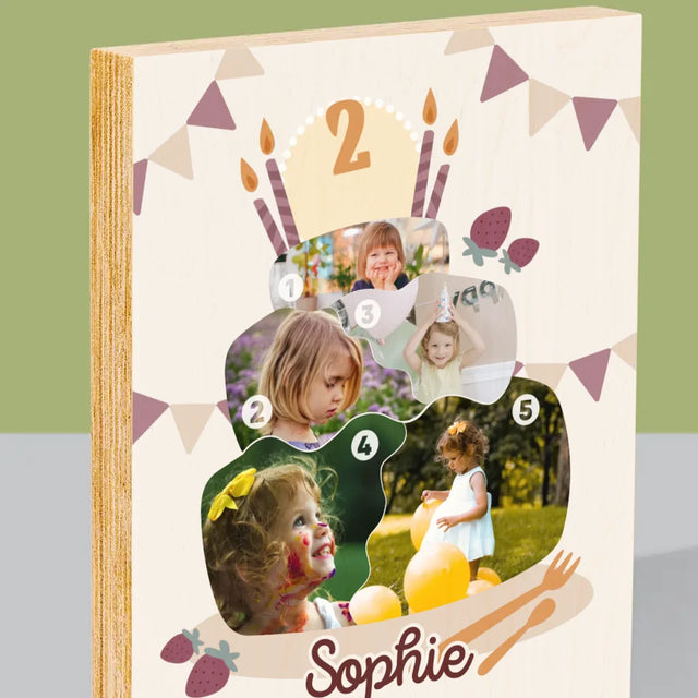 Form-Collage: Geburtstagstorte - Druck Auf Holz