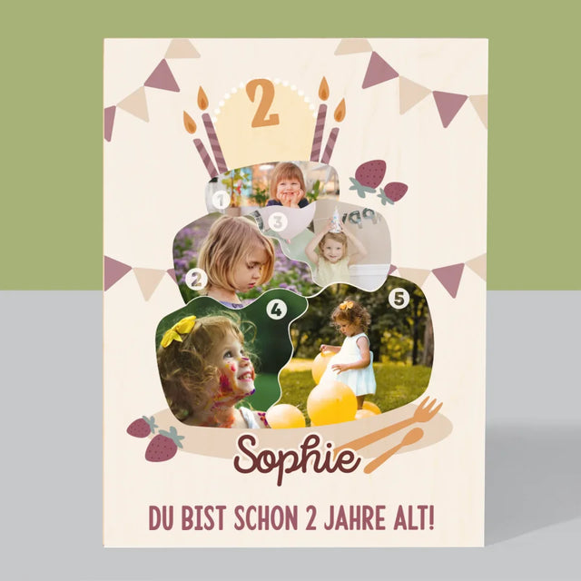 Form-Collage: Geburtstagstorte - Druck Auf Holz