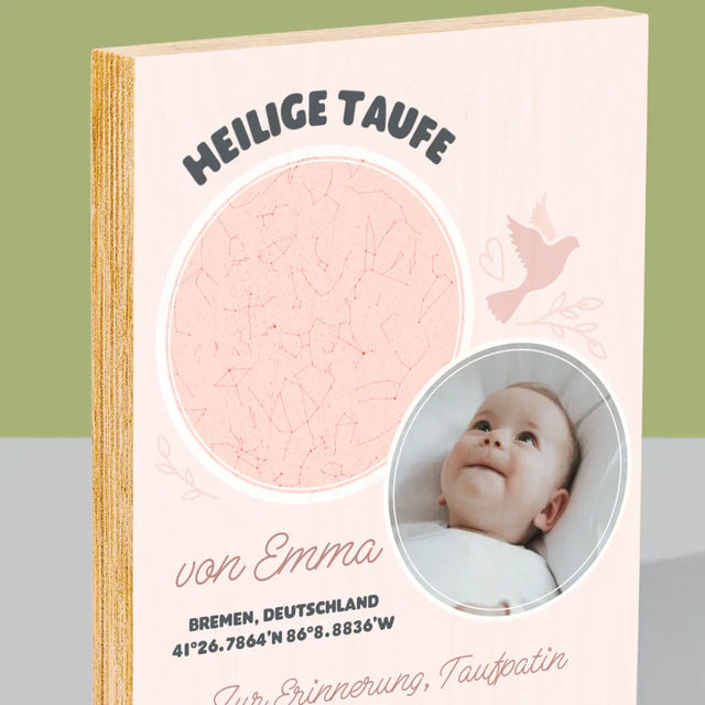 Sternkarte: Taufe - Druck Auf Holz