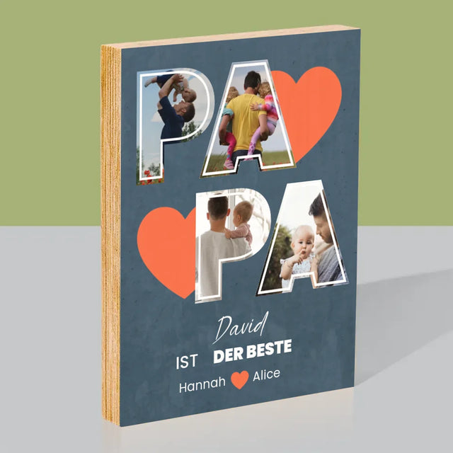 Fotocollage: Papa Ist Der Beste - Druck Auf Holz