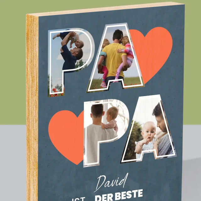 Fotocollage: Papa Ist Der Beste - Druck Auf Holz