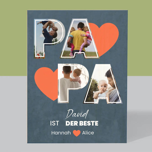 Fotocollage: Papa Ist Der Beste - Druck Auf Holz