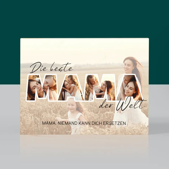 Buchstaben-Collage: Beste Mama Der Welt Fotos - Druck Auf Holz