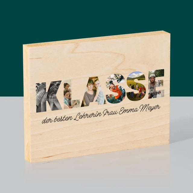 Buchstaben-Collage: Klasse - Druck Auf Holz