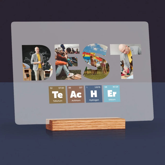 Buchstaben-Collage: Best Teacher Elemente - Druck Auf Acrylglas