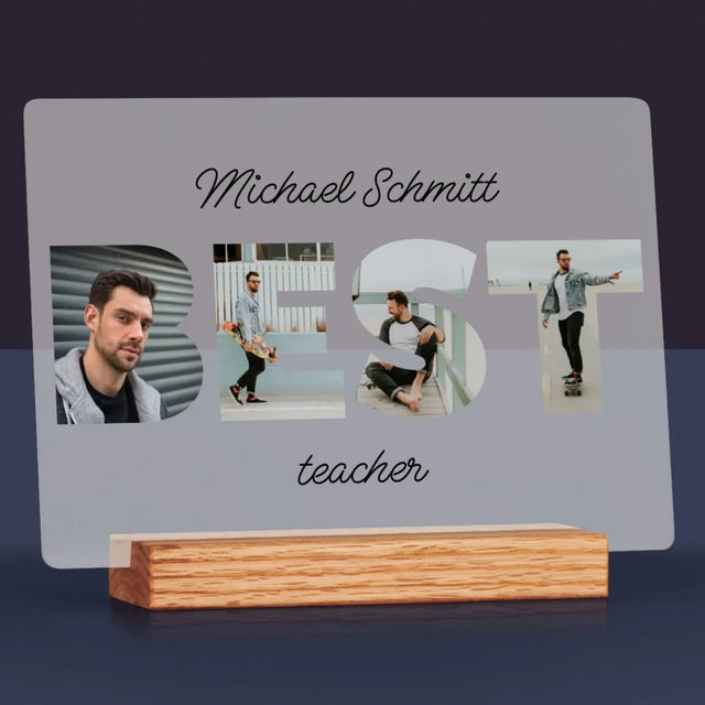 Buchstaben-Collage: Best Teacher - Druck Auf Acrylglas