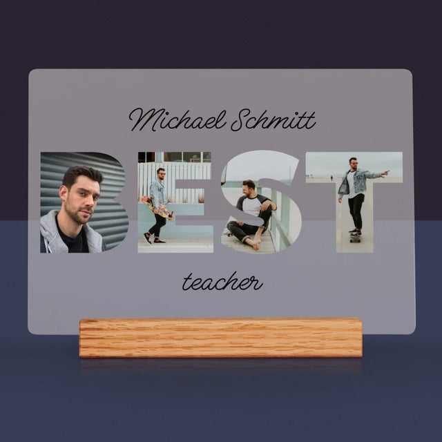 Buchstaben-Collage: Best Teacher - Druck Auf Acrylglas