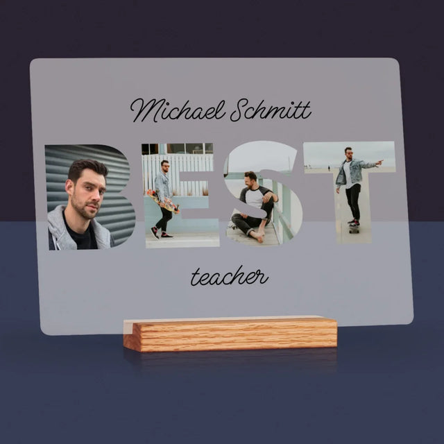 Buchstaben-Collage: Best Teacher - Druck Auf Acrylglas