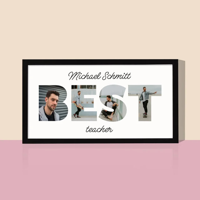 Buchstaben-Collage: Best Teacher - Druck Mit Rahmen 20X40