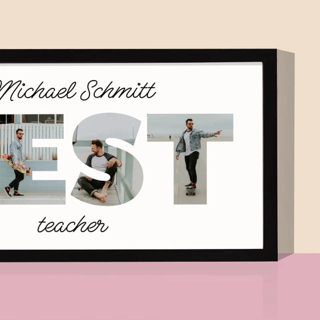 Buchstaben-Collage: Best Teacher - Druck Mit Rahmen 20X40