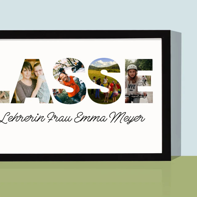 Buchstaben-Collage: Klasse - Druck Mit Rahmen 20X40